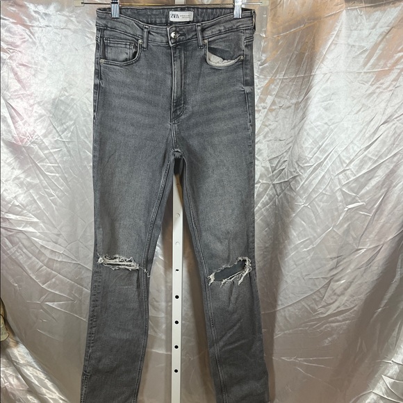 Zara Charcoal Ripped Denim - Picture 1 of 7